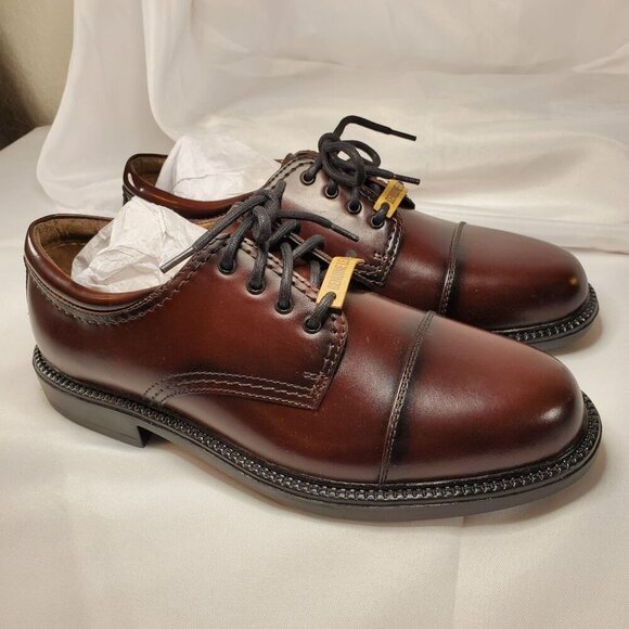 Dockers Mens Brown Gordon Cap-Toe Oxford Dress Shoes Size 8M Genuine Leather - Picture 1 of 13